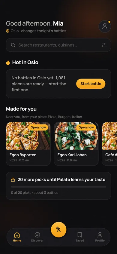 FoodMate home in Oslo with places made for you and Palate progress